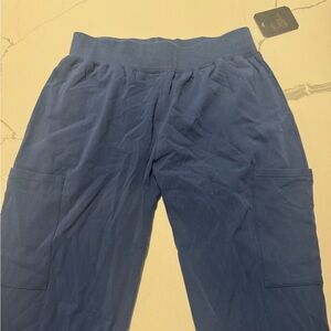 Jaanuu Women’s Scrub Pants Flare Navy Cargo Pockets XS NWT